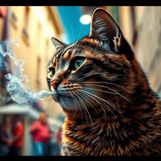 Smoking cat wallpaper