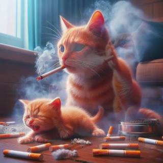 Smoking cat wallpaper
