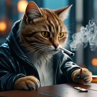 Smoking cat wallpaper