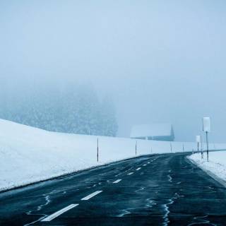 Street winter mist wallpaper