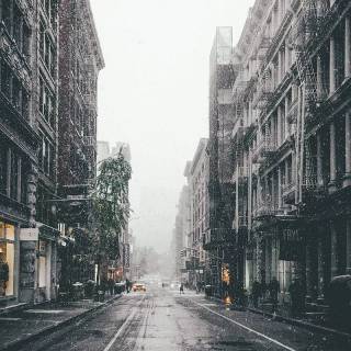 Street winter mist wallpaper