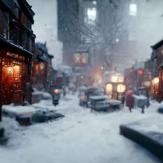 Street winter mist wallpaper
