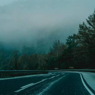 Street winter mist wallpaper