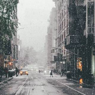 Street winter mist wallpaper