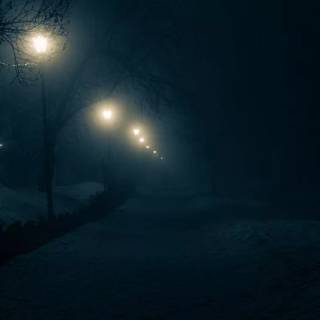 Street winter mist wallpaper