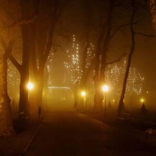 Street winter mist wallpaper