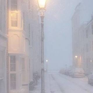 Street winter mist wallpaper