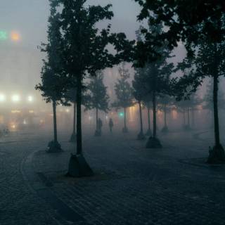 Winter fog city wallpaper