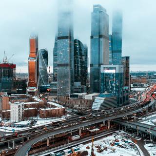 Winter fog city wallpaper