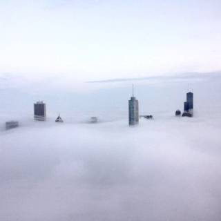 Winter fog city wallpaper