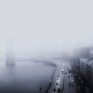 Winter fog city wallpaper