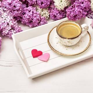 Spring coffee desktop wallpaper