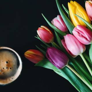 Spring coffee desktop wallpaper