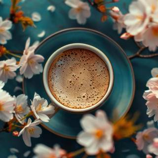 Spring coffee desktop wallpaper