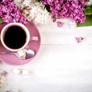 Spring coffee desktop wallpaper