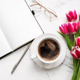 Spring coffee desktop wallpaper