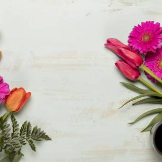 Spring coffee desktop wallpaper