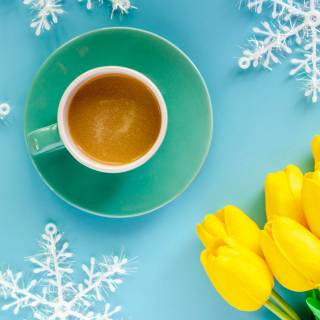 Spring coffee desktop wallpaper