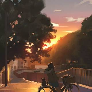 Anime bicycle wallpaper