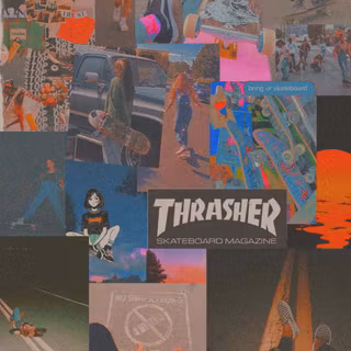 Skateboard girl collage wallpaper