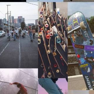 Skateboard girl collage wallpaper