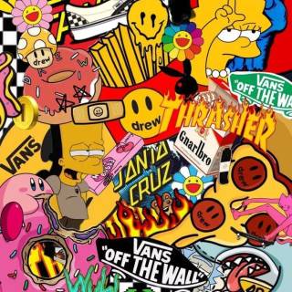 Skateboard girl collage wallpaper