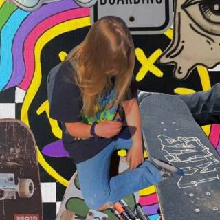 Skateboard girl collage wallpaper
