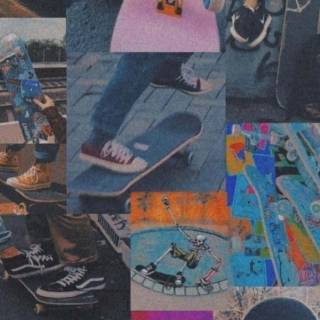 Skateboard girl collage wallpaper