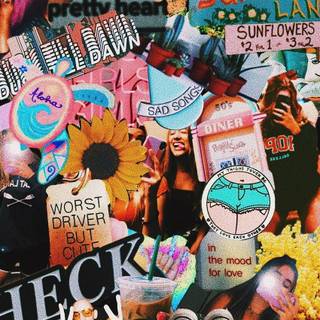Skateboard girl collage wallpaper