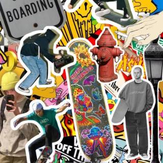Skateboard girl collage wallpaper