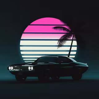Neon classic cars wallpaper