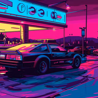 Neon classic cars wallpaper