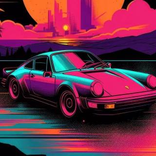 Neon classic cars wallpaper