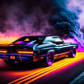 Neon classic cars wallpaper