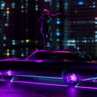 Neon classic cars wallpaper