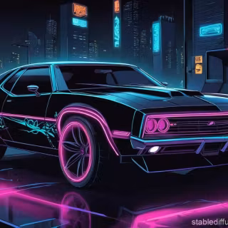 Neon classic cars wallpaper