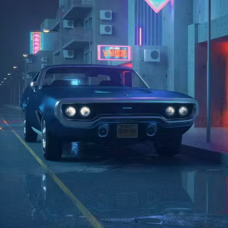 Neon classic cars wallpaper