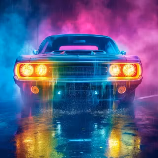 Neon classic cars wallpaper