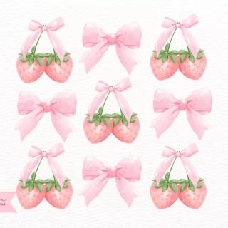 Bow with strawberries wallpaper