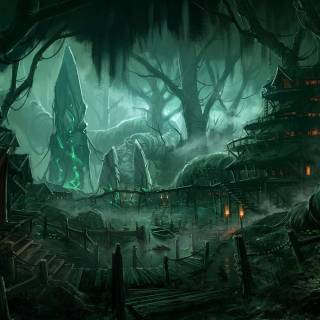 Forest village wallpaper