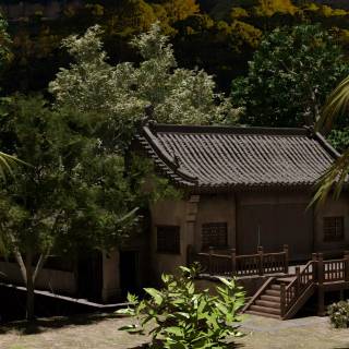 Forest village wallpaper