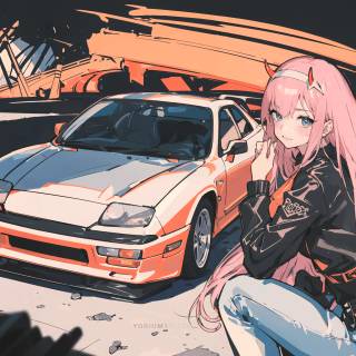 Anime car PC wallpaper