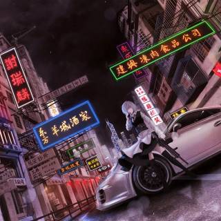 Anime car PC wallpaper