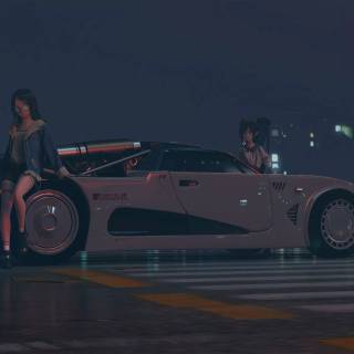 Anime car PC wallpaper