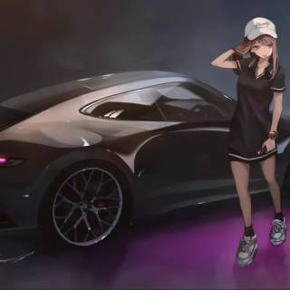 Anime car PC wallpaper