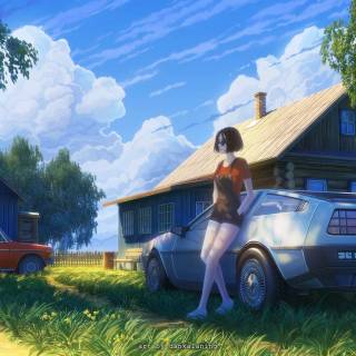 Anime car PC wallpaper