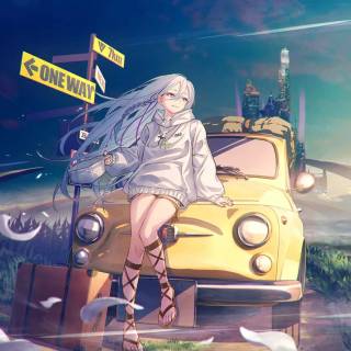 Anime car PC wallpaper