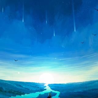 Anime blue iPhone wallpaper