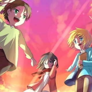 Eren Mikasa Armin phone wallpaper