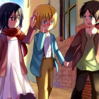 Eren Mikasa Armin phone wallpaper